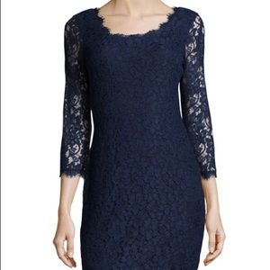 Zarita Long-Sleeve Lace Dress, Navy